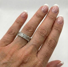 8 Carat Eternity Emerald Cut Band Ring 18 Karat