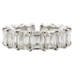 8 Carat Eternity Emerald Cut Band Ring 18 Karat