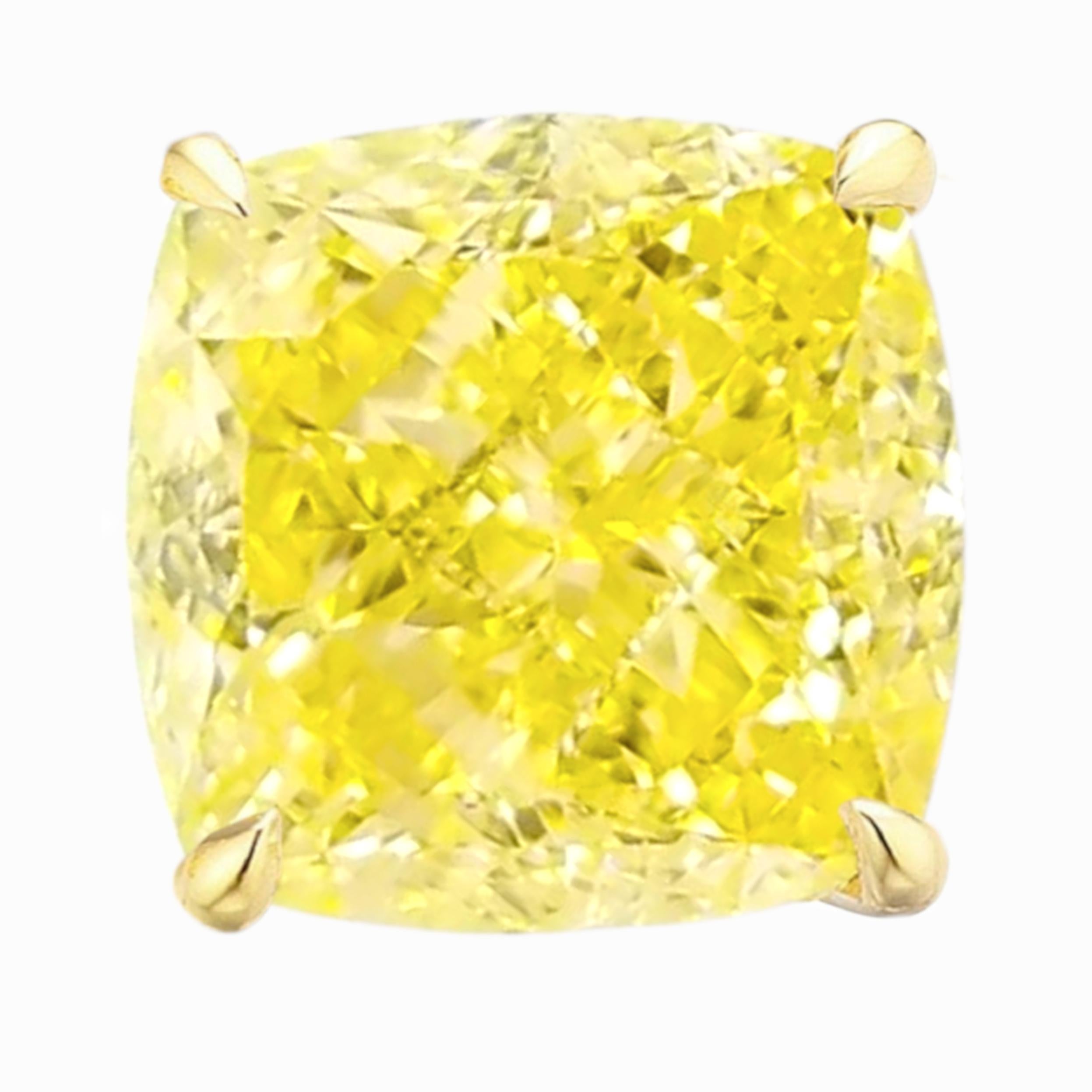 GIA Certified Fancy Yellow Cushion-Cut Diamond Stud Earrings in 18K Yellow Gold

A timeless pair of GIA-certified fancy yellow diamond stud earrings. Featuring two cushion-cut diamonds weighing 4 carats and 4 carats,  both with an even Fancy Yellow