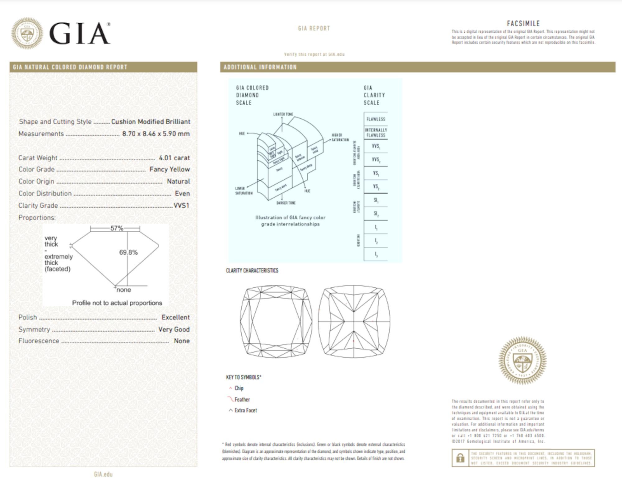 Cushion Cut 8 Carat Fancy Yellow Cushion Diamond 18K Yellow Gold Stud Earrings For Sale