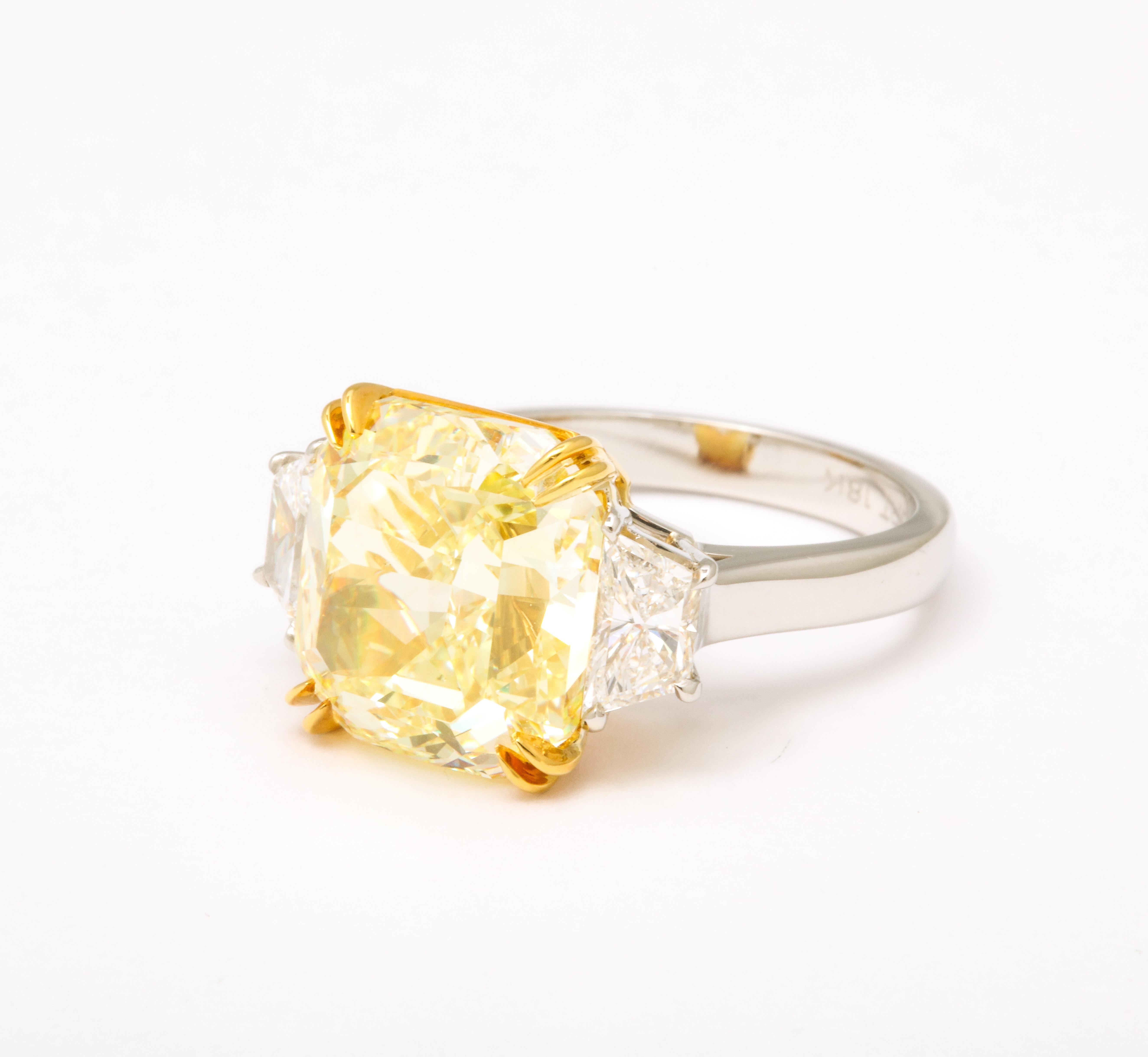 Women's 8 Carat Fancy Yellow Diamond Ring For Sale