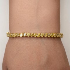 8 Carat Fancy Yellow Mixed-Shape Diamond Tennis Bracelet in 18k Yellow Gold