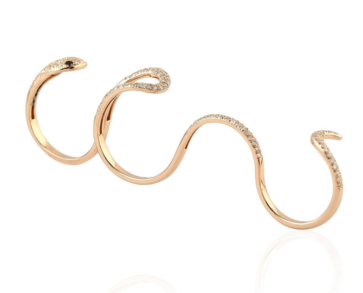 For Sale:  .8 Carat Four Finger Serpent Diamond 18 Karat Ring 4