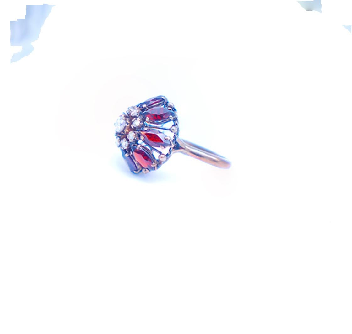 8 Carat Garnet and Diamond Temple Ring 14 Karat, circa 1960s In Fair Condition For Sale In Laguna Hills, CA