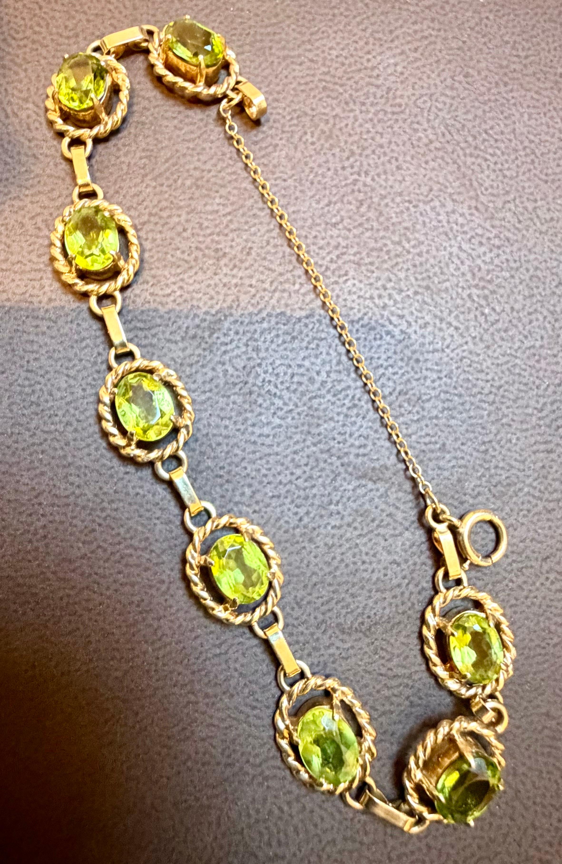 De las mujeres Pulsera de tenis de oro amarillo de 14 quilates con peridoto natural auténtico de 8 quilates 14,7 gramos en venta