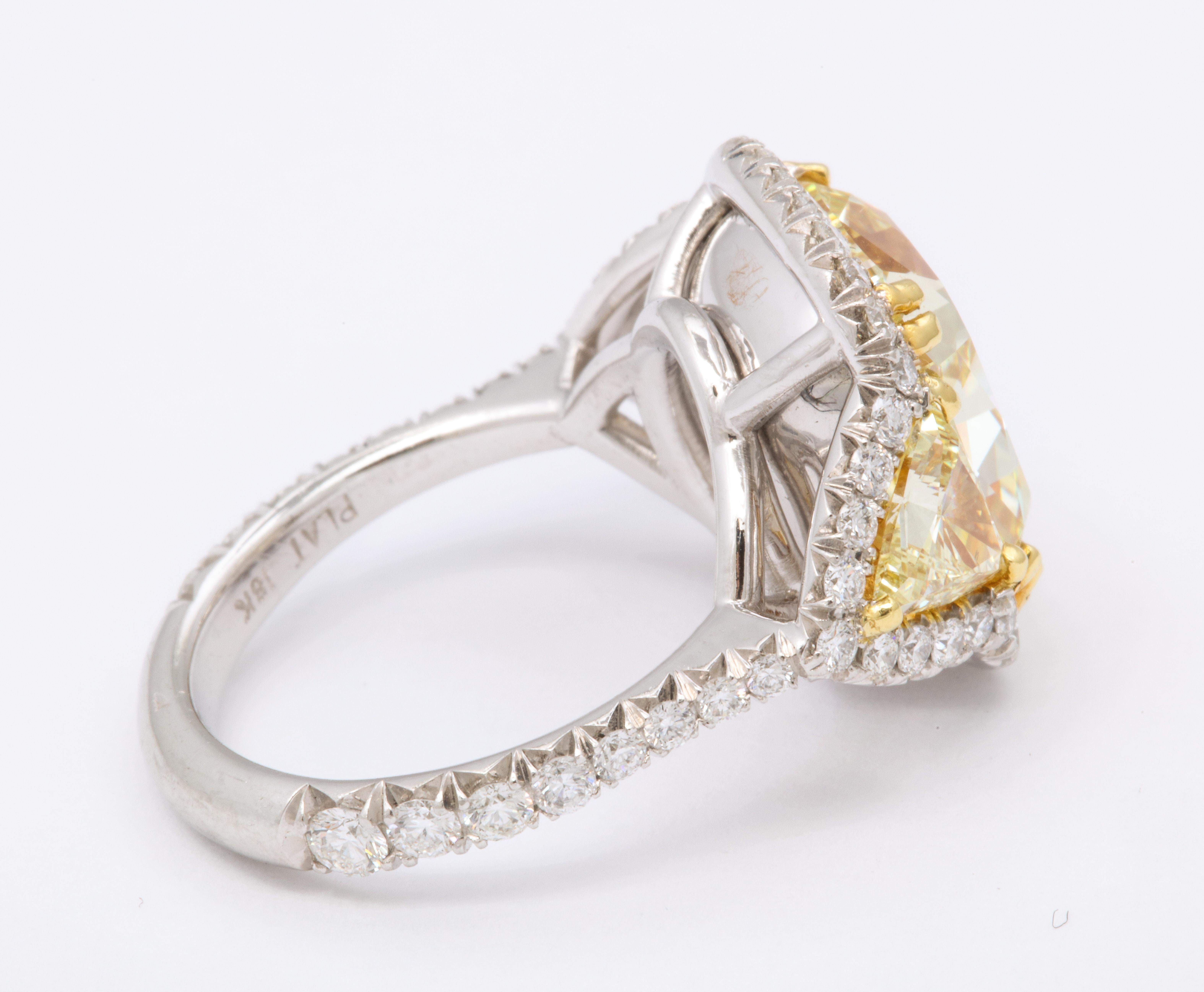 Cushion Cut 8 Carat GIA Certified Fancy Yellow Diamond Ring For Sale