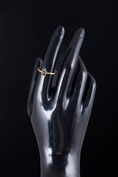 8-carat gold ring with rectangular blue stone. 1980s