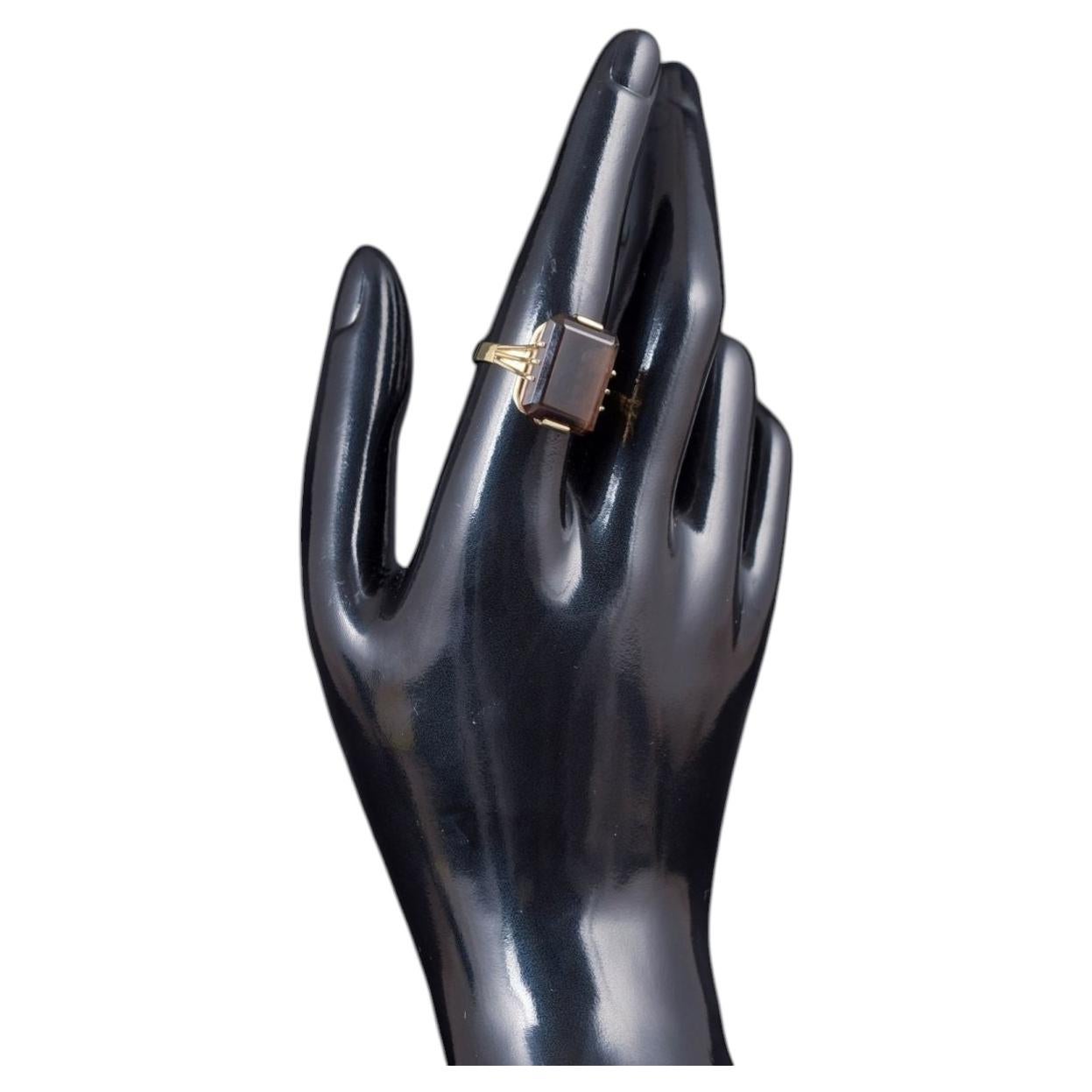 8-carat gold ring with smoky quartz. Scandinavian goldsmith. Ca 1960s