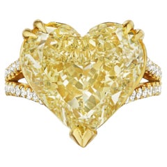 8 Carat Heart Shape Statement Fancy Yellow 14K White Gold Sunlit Royal Radiance