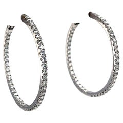 8 Carat Inside-Out Hoop Round Cut Diamond Earrings 18 Karat VVS1 White Gold