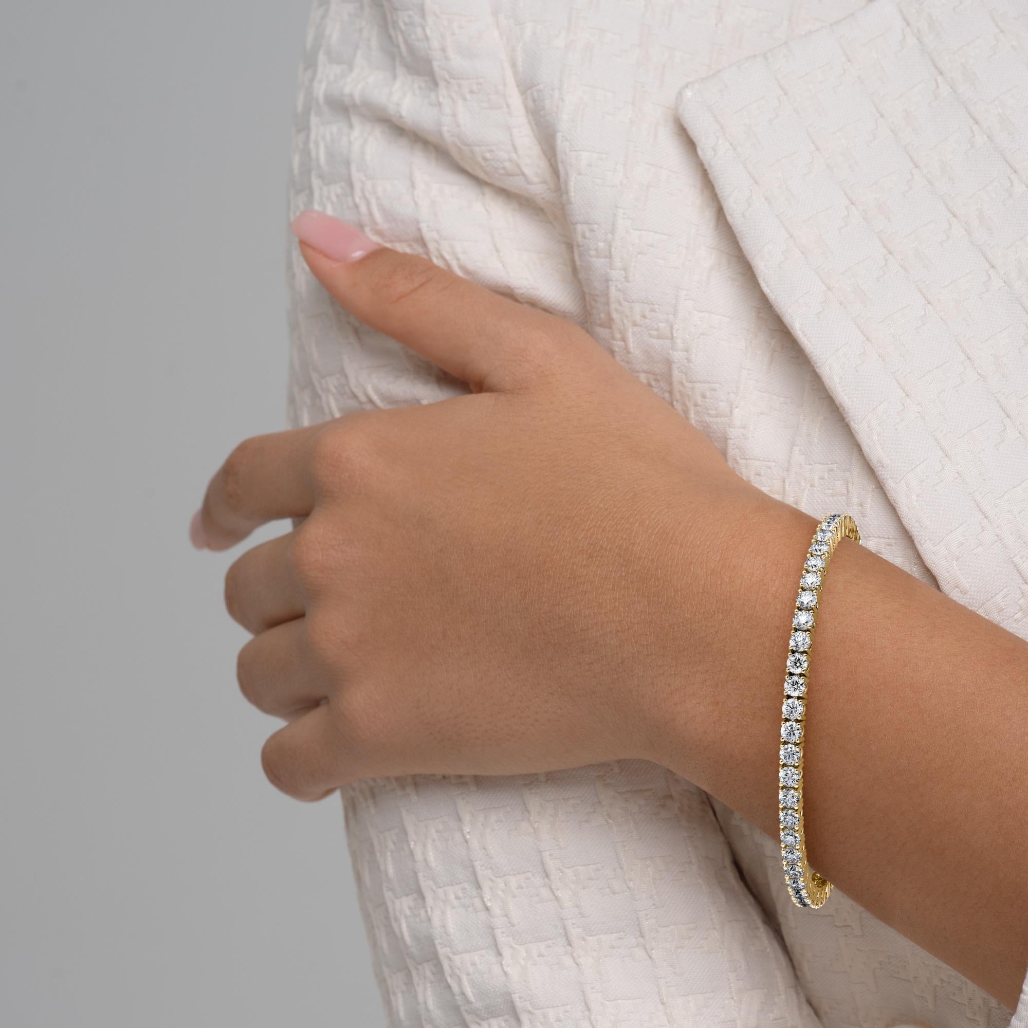 8 Carat Lab Grown Diamond Tennis Bracelet 14k Yellow Gold E-F, VS1 4
