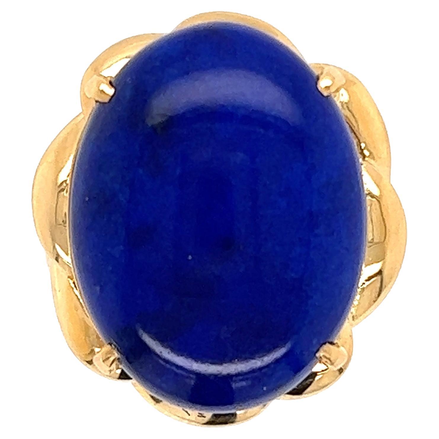 8 Carat Lapis Lazuli Mid-Century Modern Gold Ring Estate Fine Jewelry