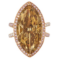 8 Carat Marquise Statement Fancy Yellow  Sunlit Royal Radiance Diamond Ring