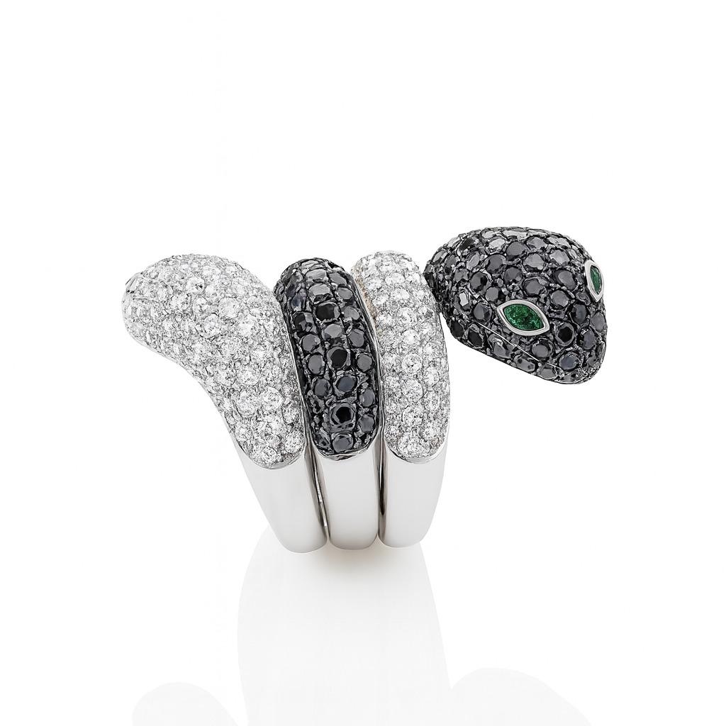 8 Karat Masterpiece Pave Diamant Schlangenring (Rundschliff) im Angebot