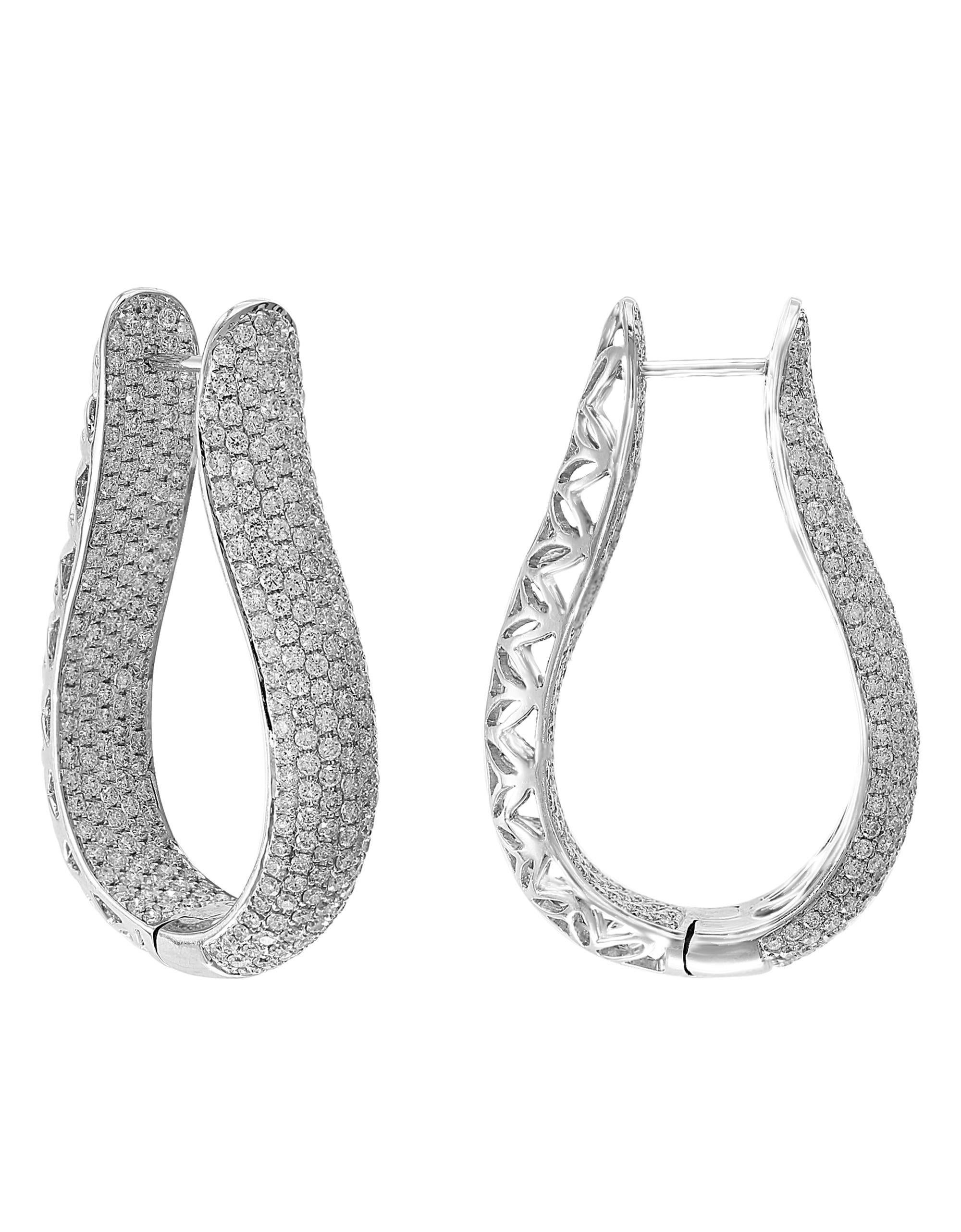 8 Karat Micropave Diamant-Creolen Gala Cocktail-Ohrringe aus 18 Karat Weißgold im Zustand „Hervorragend“ im Angebot in New York, NY