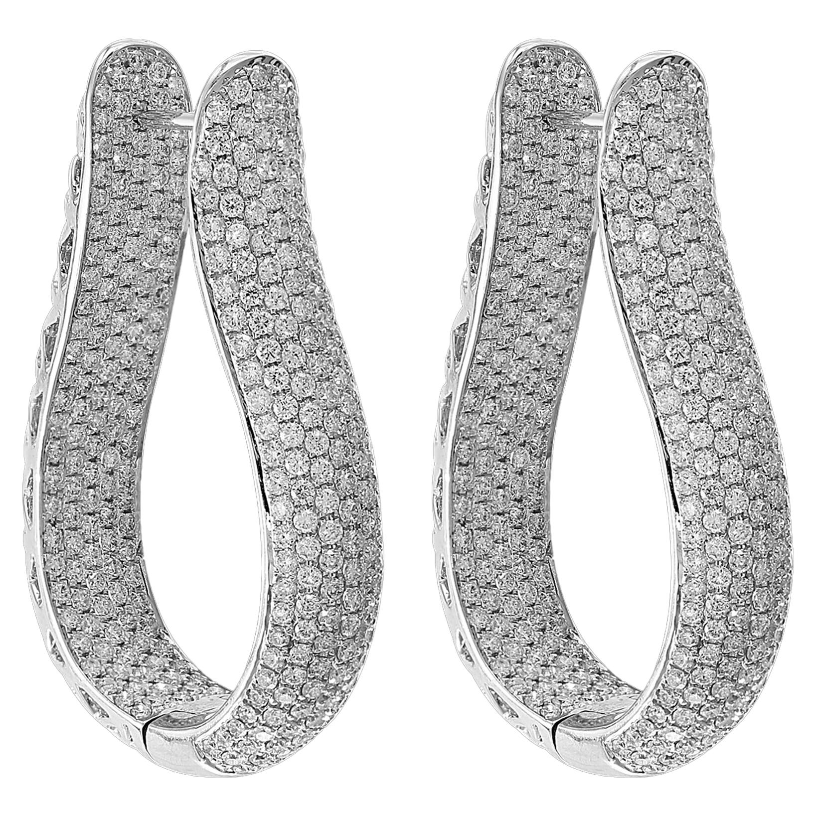 8 Karat Micropave Diamant-Creolen Gala Cocktail-Ohrringe aus 18 Karat Weißgold im Angebot