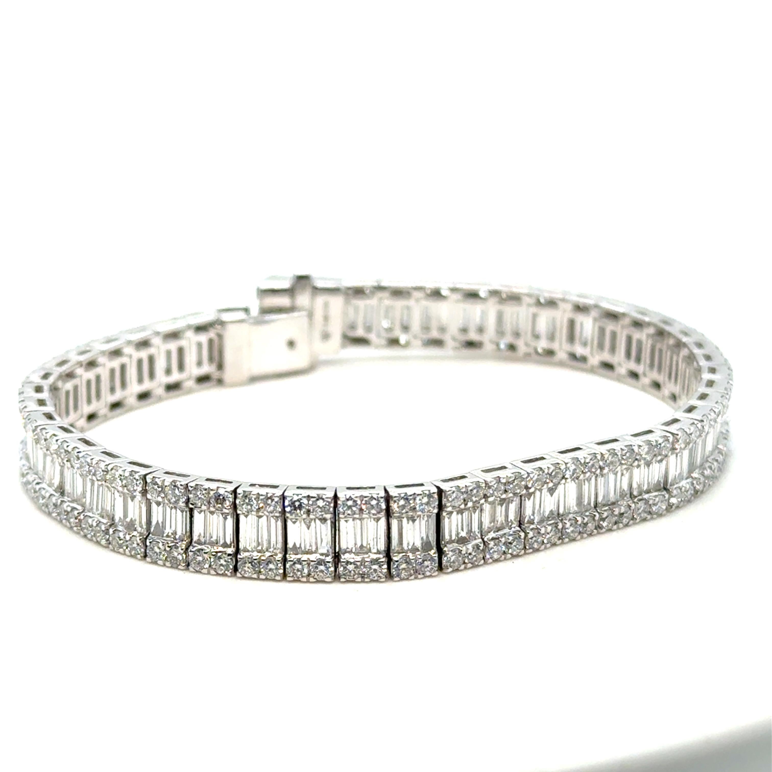 8 Carat Natural Diamond Bracelet 18k White Gold For Sale 7