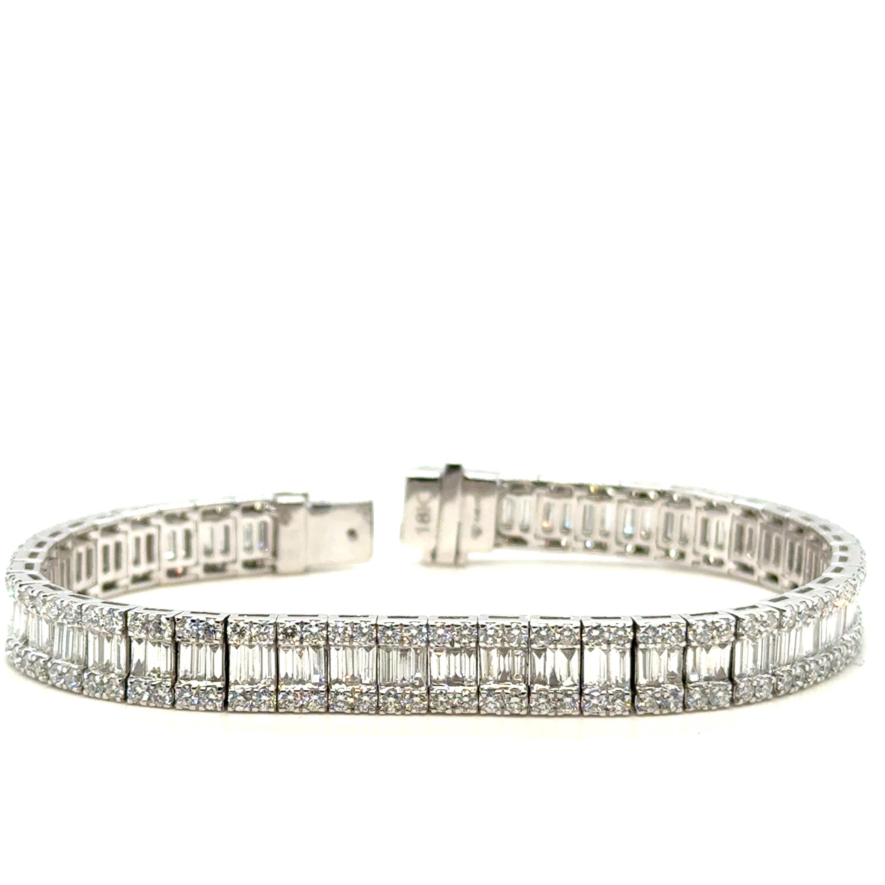 8 Carat Natural Diamond Bracelet 18k White Gold For Sale 8