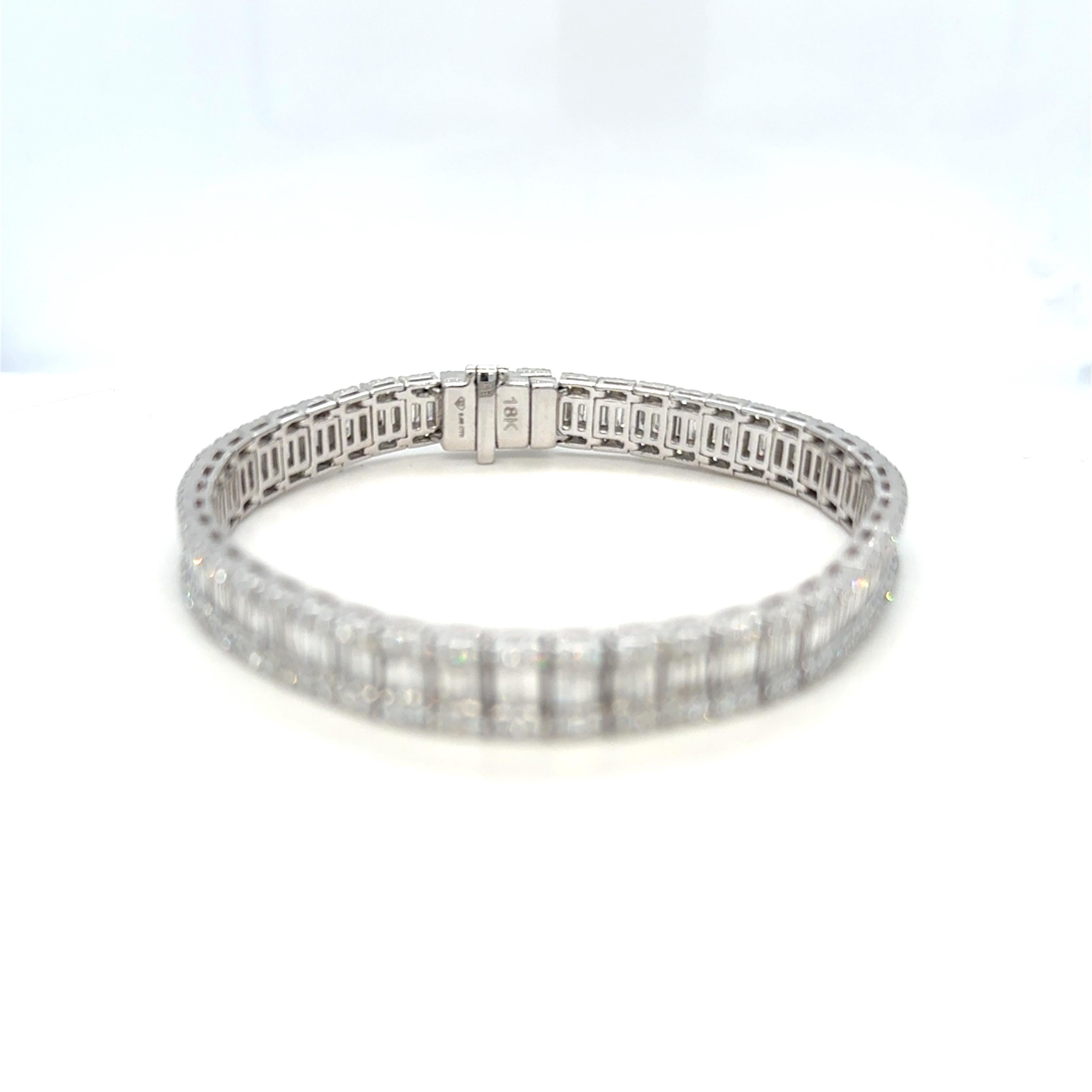 8 Carat Natural Diamond Bracelet 18k White Gold For Sale 10