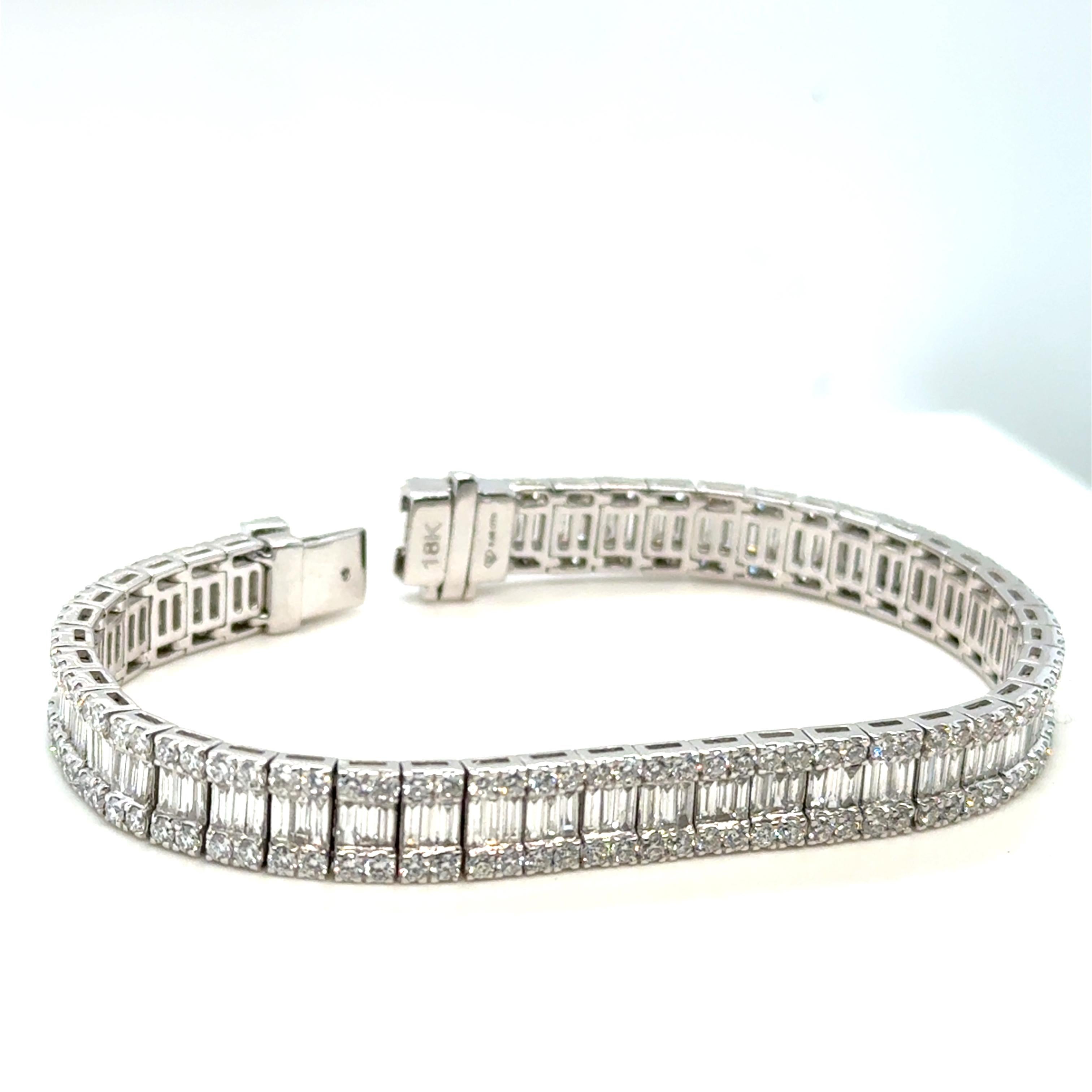 8 Carat Natural Diamond Bracelet 18k White Gold For Sale 11