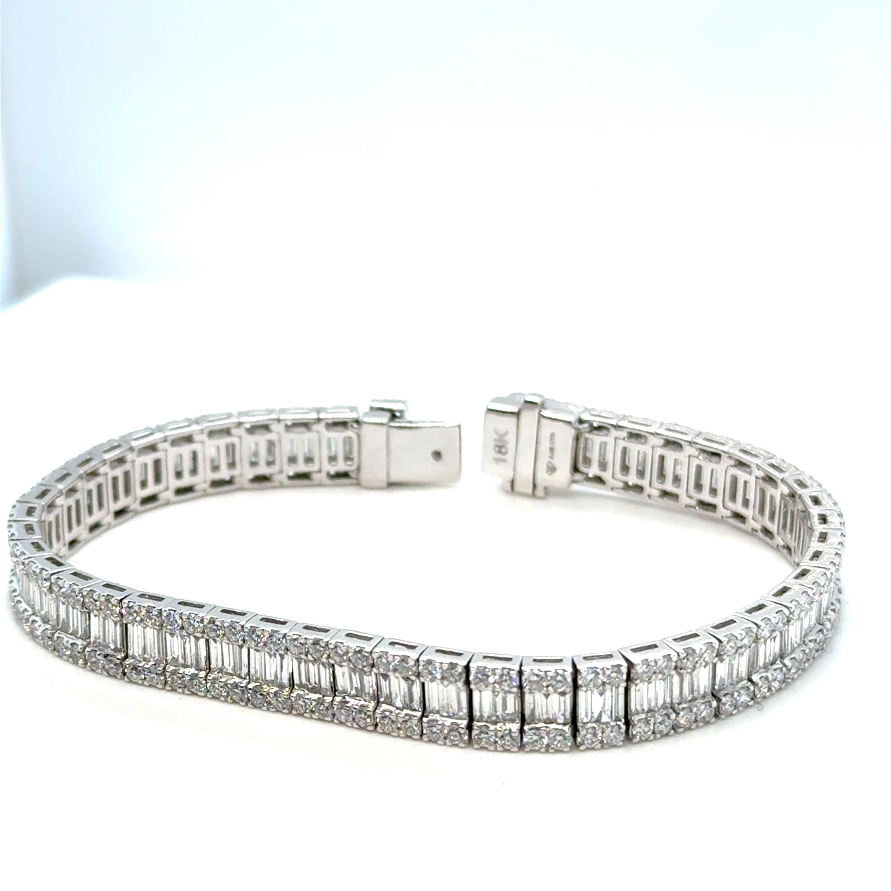 8 Carat Natural Diamond Bracelet 18k White Gold For Sale 12