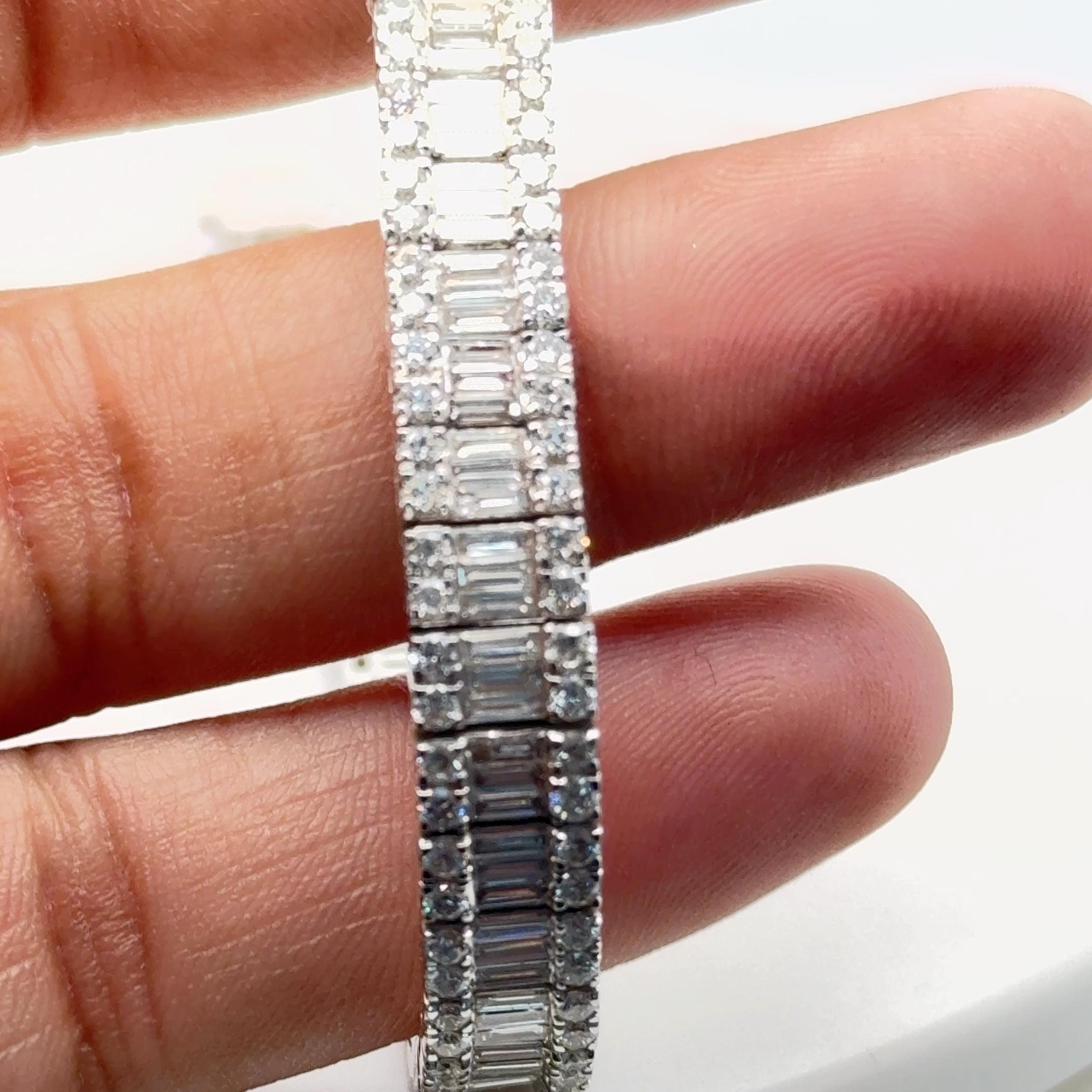 8 Carat Natural Diamond Bracelet 18k White Gold For Sale 13