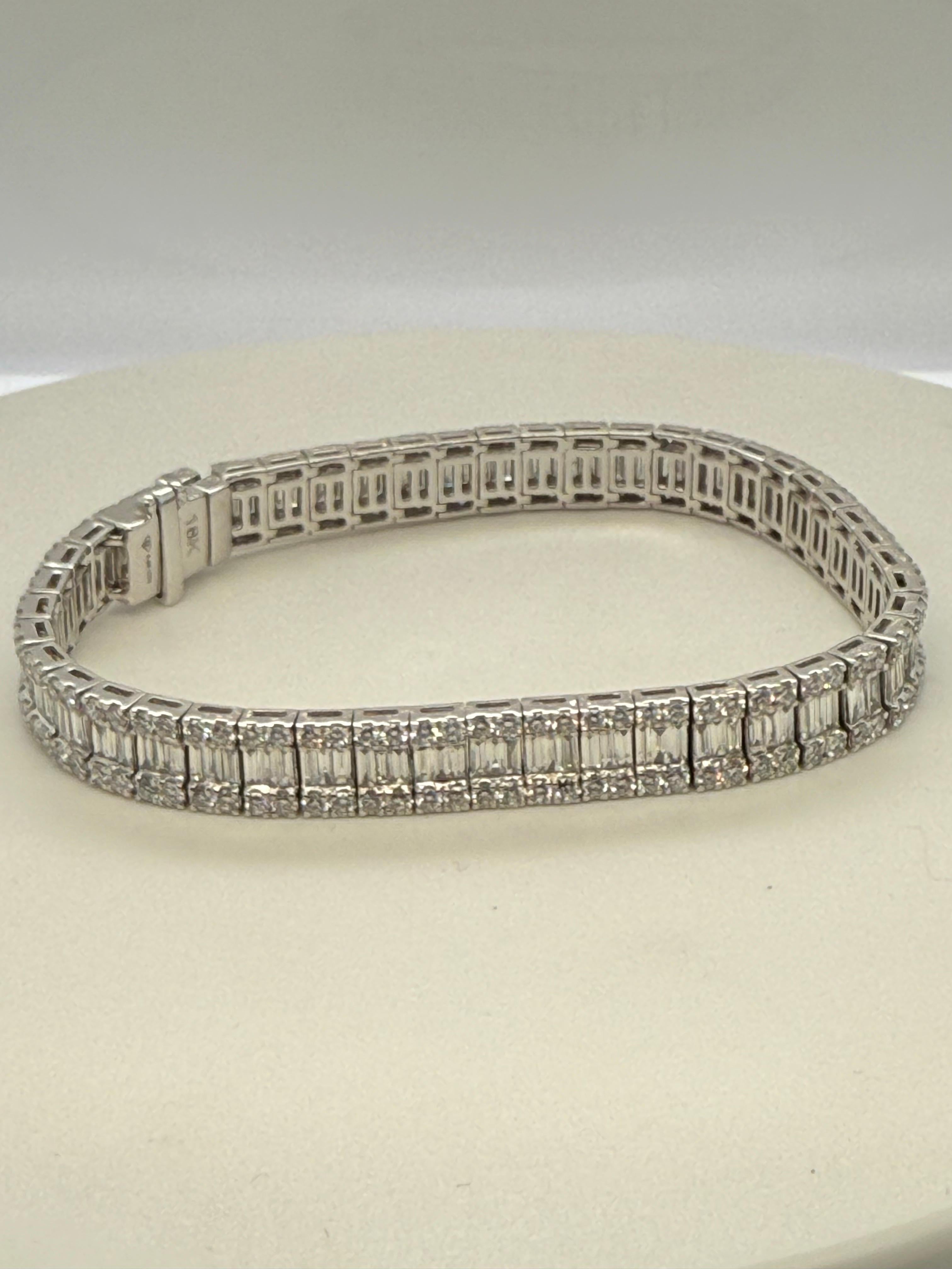 8 Carat Natural Diamond Bracelet 18k White Gold For Sale 1