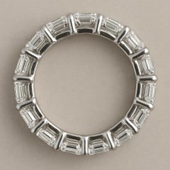 8 Carat Natural Emerald Cut Diamond F-G VS-SI1 Platinum Eternity Band Ring
