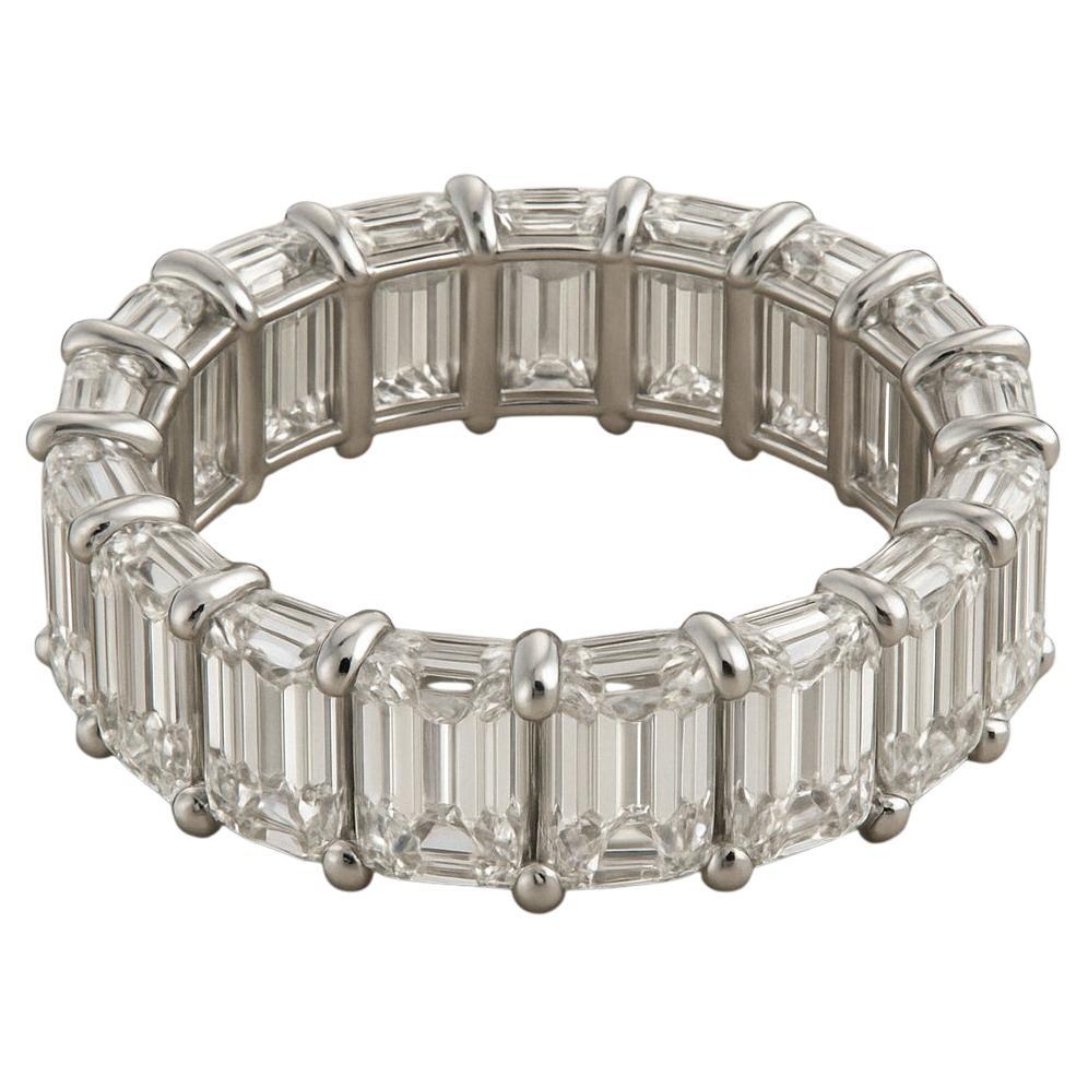 8 Carat Natural Emerald Cut Diamond F-G VS-SI1 Platinum Eternity Band Ring
