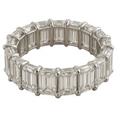 8 Carat Natural Emerald Cut Diamond F-G VS-SI1 Platinum Eternity Band Ring
