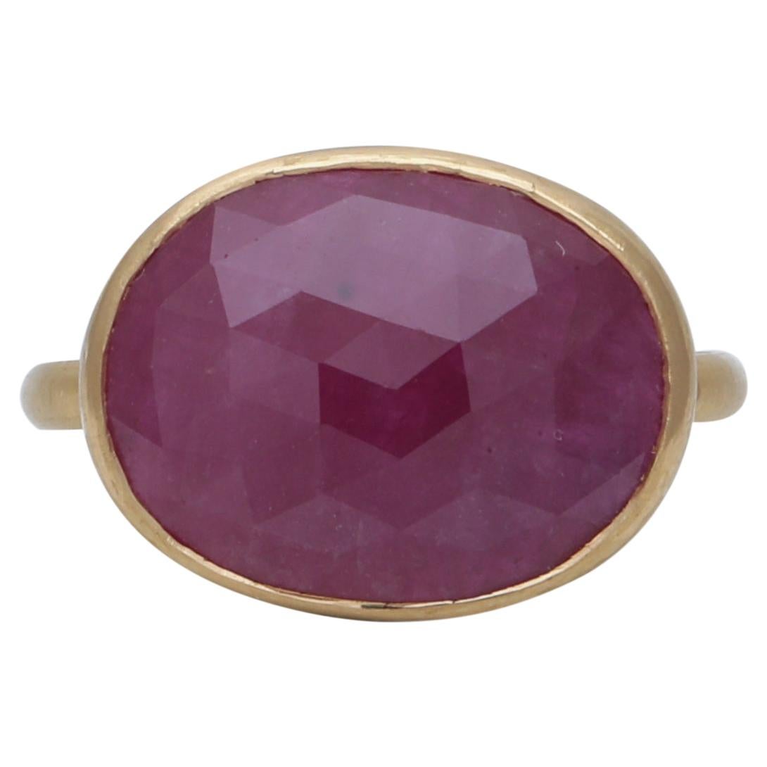 8 Carat Natural Ruby Ring Handcrafted in 22 Karat Yellow Gold