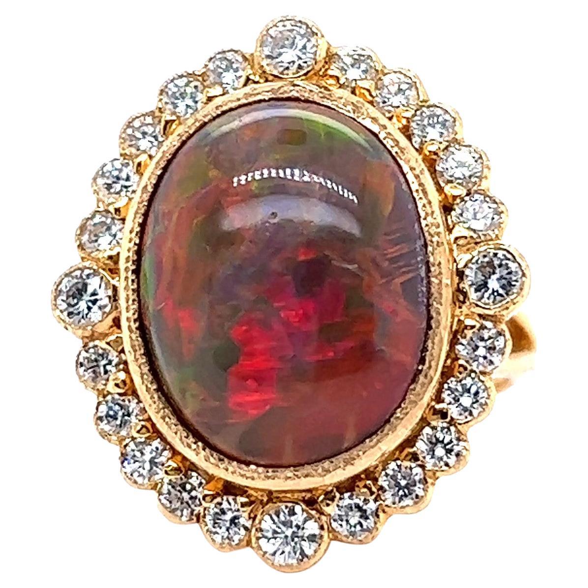 Opal Diamond 18 Karat Gold Cocktail Ring
