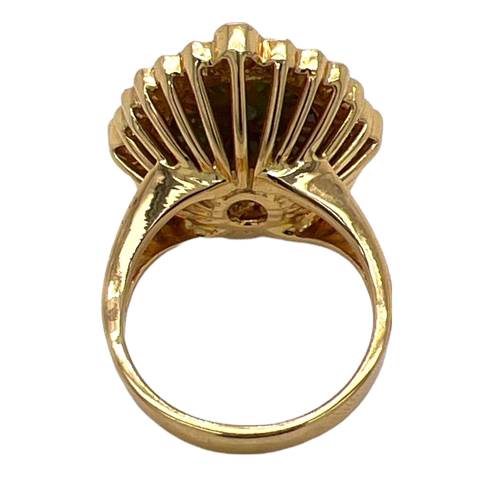 Cabochon 8 Carat Opal Diamond 18 Karat Yellow Gold Estate Cocktail Ring