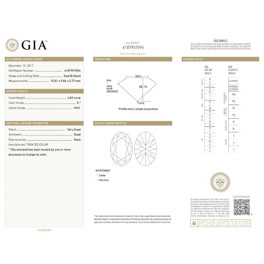 Bague de fiançailles avec diamant taille ovale de 8 carats certifié GIA E VVS1 Neuf - En vente à New York, NY