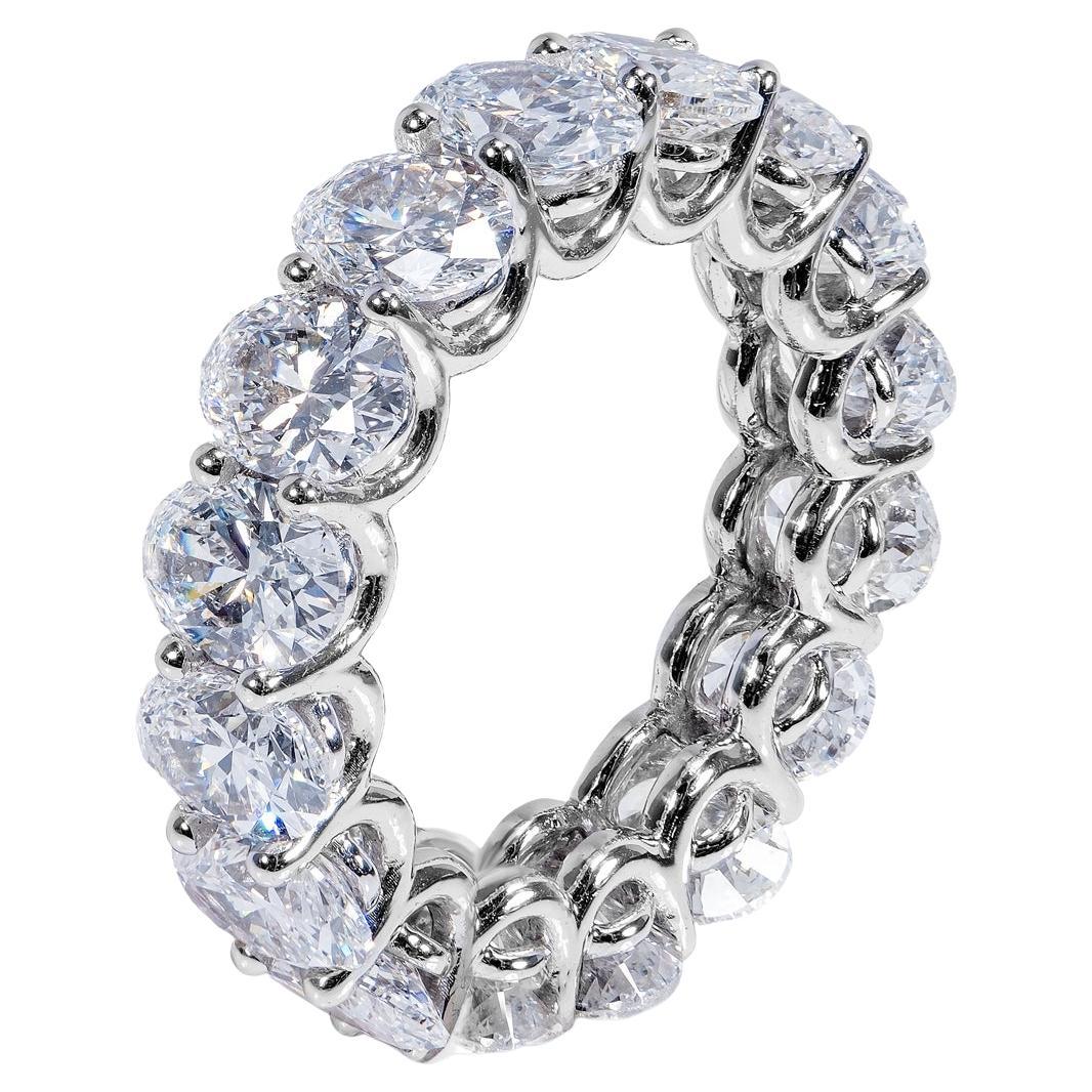 Eternity-Ring mit 8 Karat Diamanten im Ovalschliff, zertifiziert