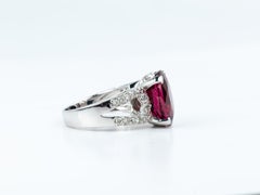 IGI Certified 8ct Oval-Cut Rubellite Tourmaline & Diamond Cocktail Ring 18K Gold