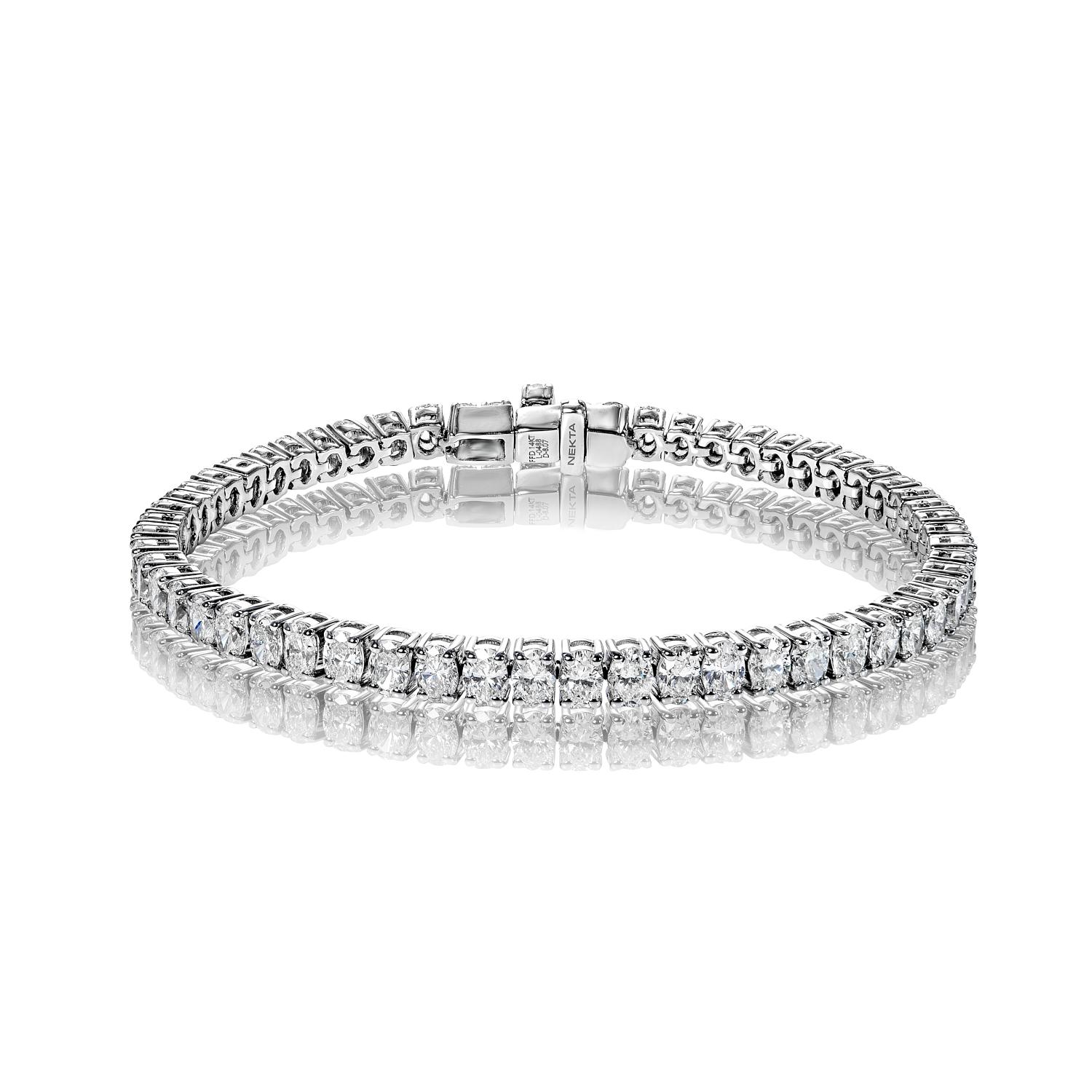 The VERONICA 8.07 Carat Single Row Diamond Tennis Bracelet features OVAL CUT DIAMONDS brilliants weighing a total of approximately 8.07 carats, set in 14K White Gold.

Style: Single Row Diamond Tennis Bracelet
Diamonds
Diamond Size: 8.07