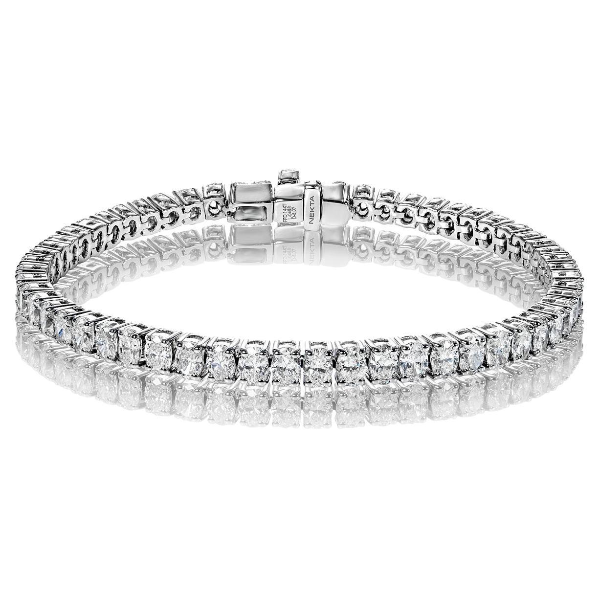 Bracelet tennis à une rangée de diamants taille ovale de 8 carats certifiés