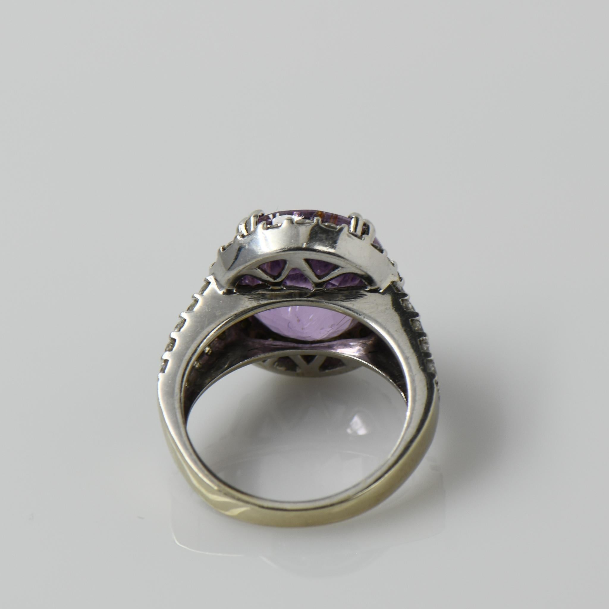 Oval Cut 8 Carat Oval Kunzute 18K White Gold Diamond Halo Ring