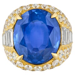 8 Carat Oval Statement Royal Blue Sapphire 14K White Gold Radiant Elegance