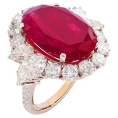8 Carat Oval Statement Ruby Red 14K White Gold Radiant Elegance Heirloom