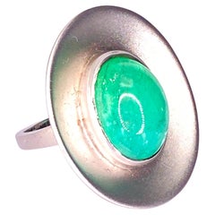 8 Carat Paraiba Tourmaline Cabochon 18Kt White Gold Ring