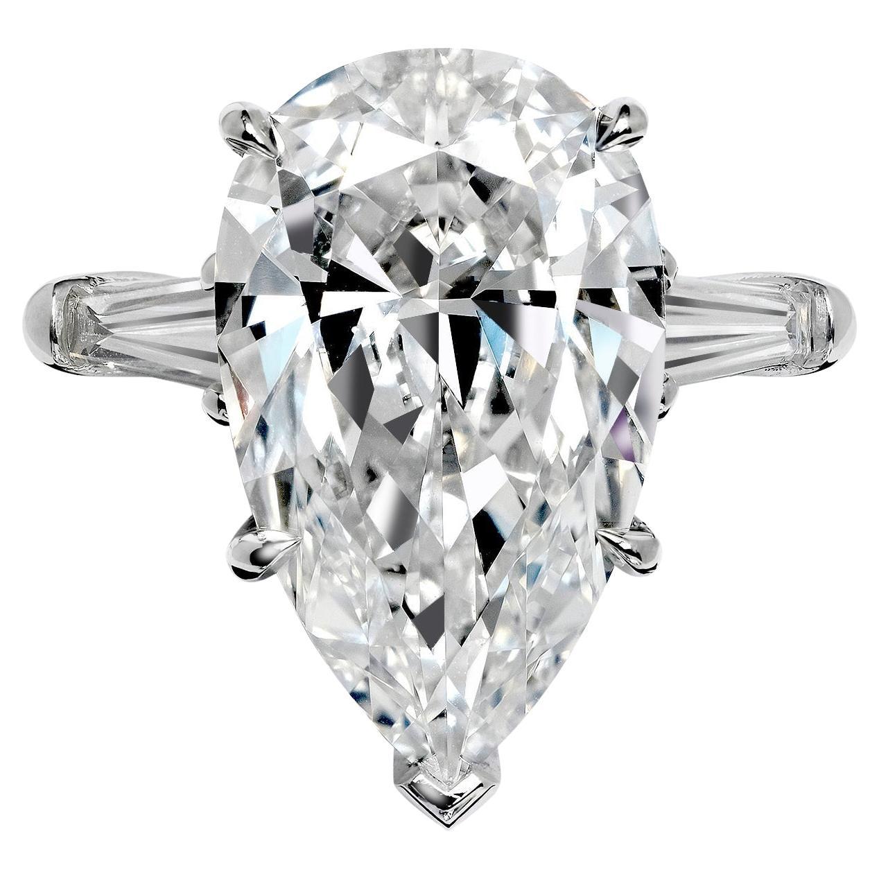 8 Carat Pear Shape Diamond Engagement Ring GIA Certified G VS1
