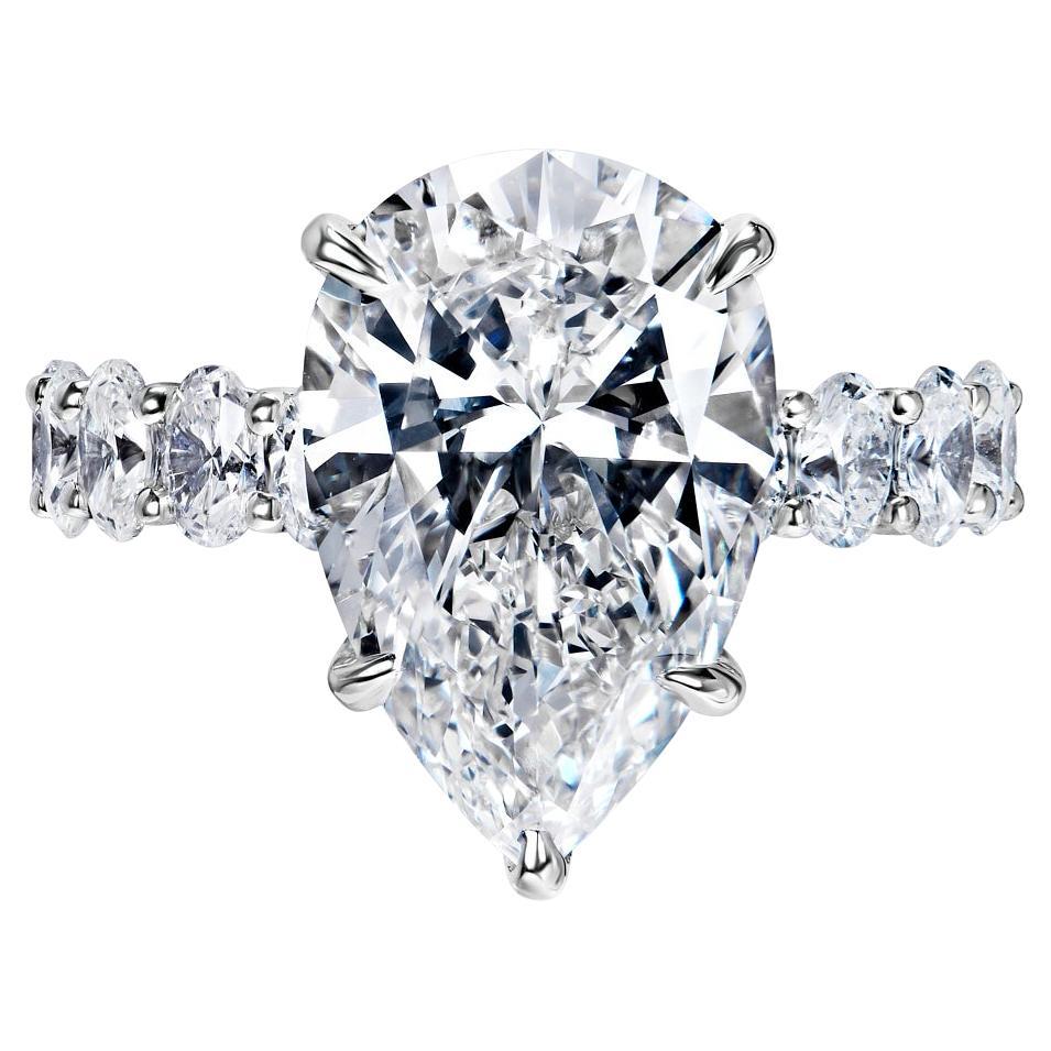 8 Carat Pear Shape Diamond Engagement Ring GIA Certified H IF