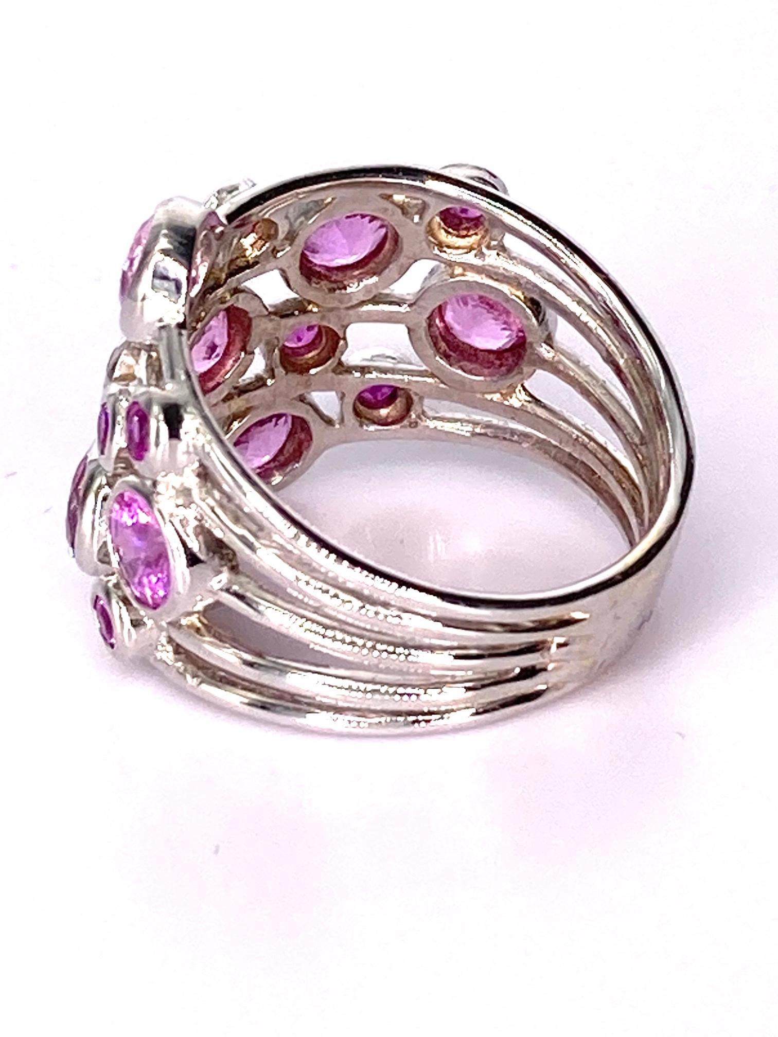 Artist 8 Carat Pink Sapphire Melody Ring For Sale
