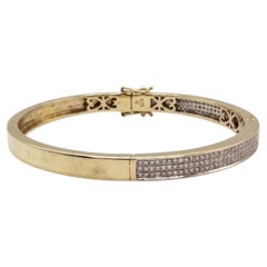 8 Carat Princess Cut Diamond 14k Yellow Gold Bangle Bracelet