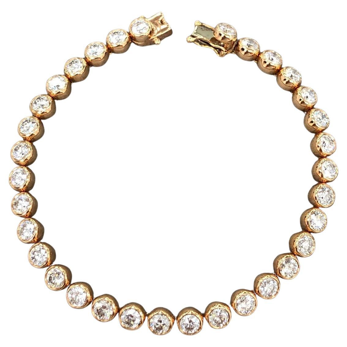 8 Karat Roségold Diamantarmband mit Lünette und Diamanten im Angebot