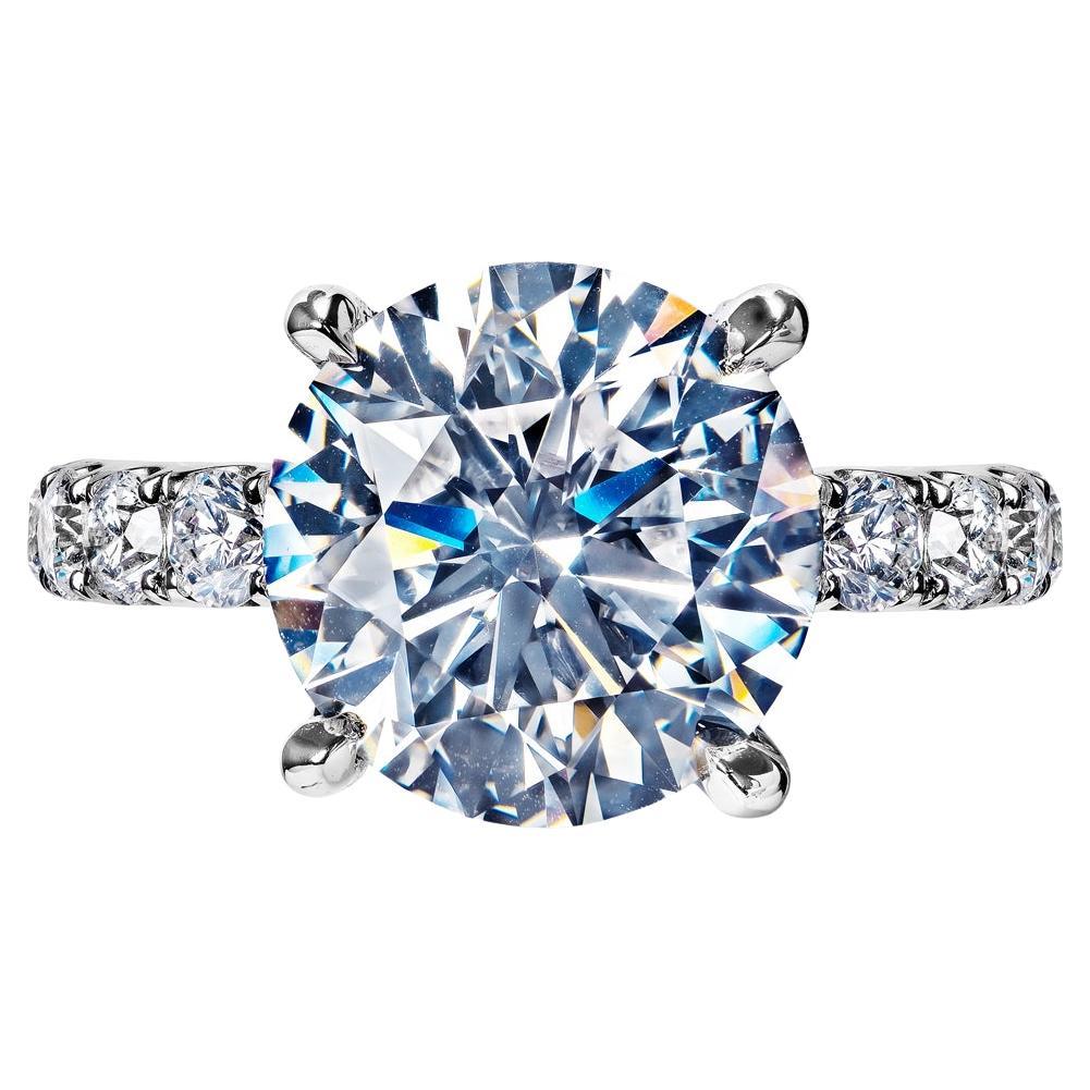 Bague de fiançailles en diamants ronds brillants de 8 carats certifiés E SI1