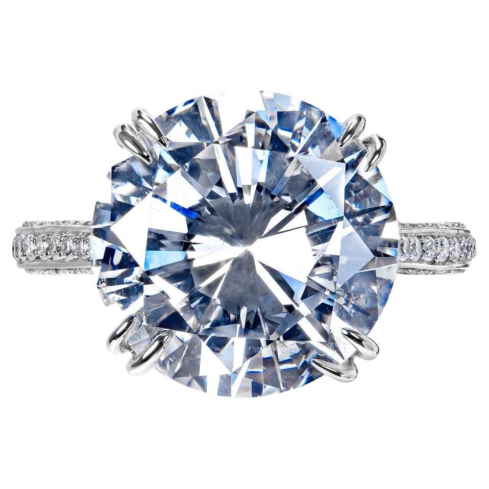 Bague de fiançailles en diamants ronds brillants de 8 carats certifiés E VS2