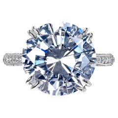 Bague de fiançailles en diamants ronds brillants de 8 carats certifiés E VS2